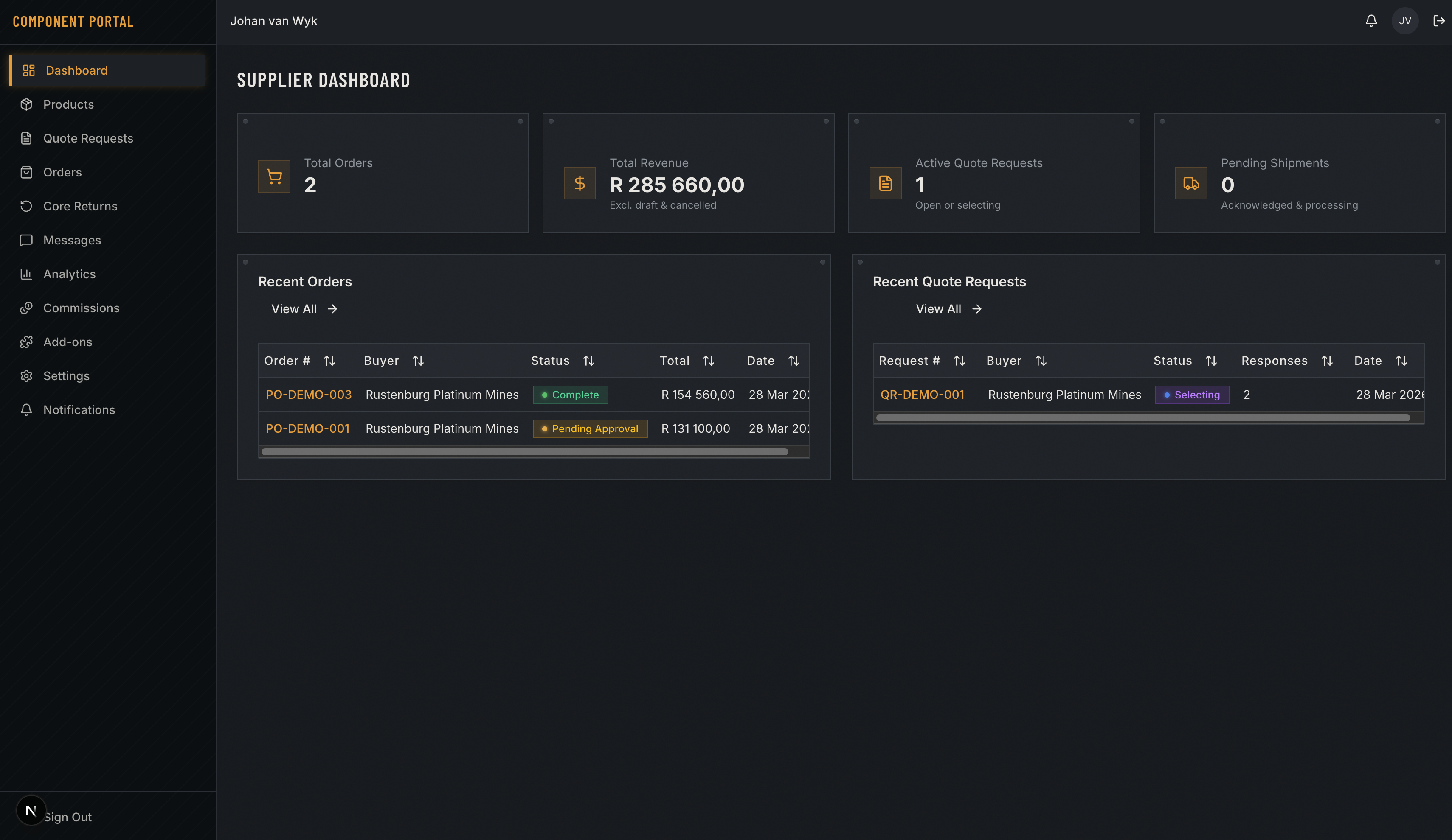 Supplier Dashboard
